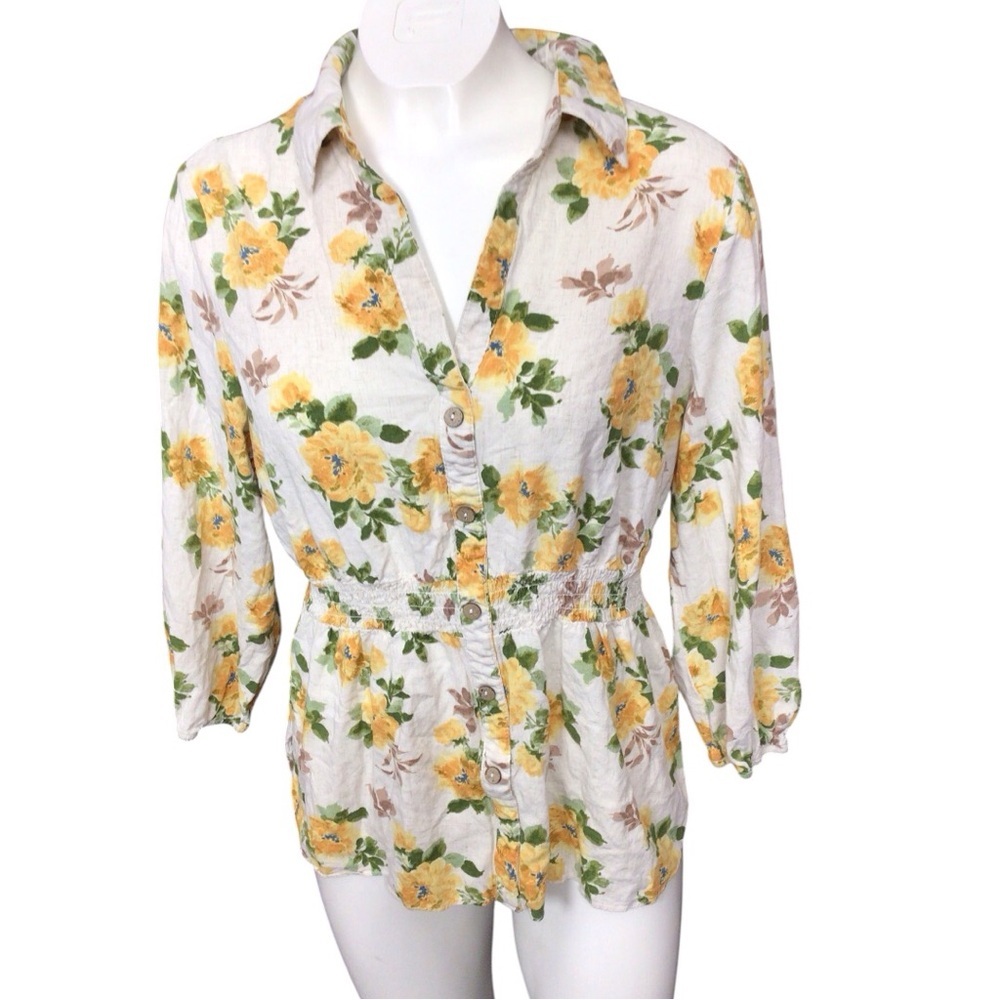 Sara Michelle Yellow Y2K Floral Blouse
